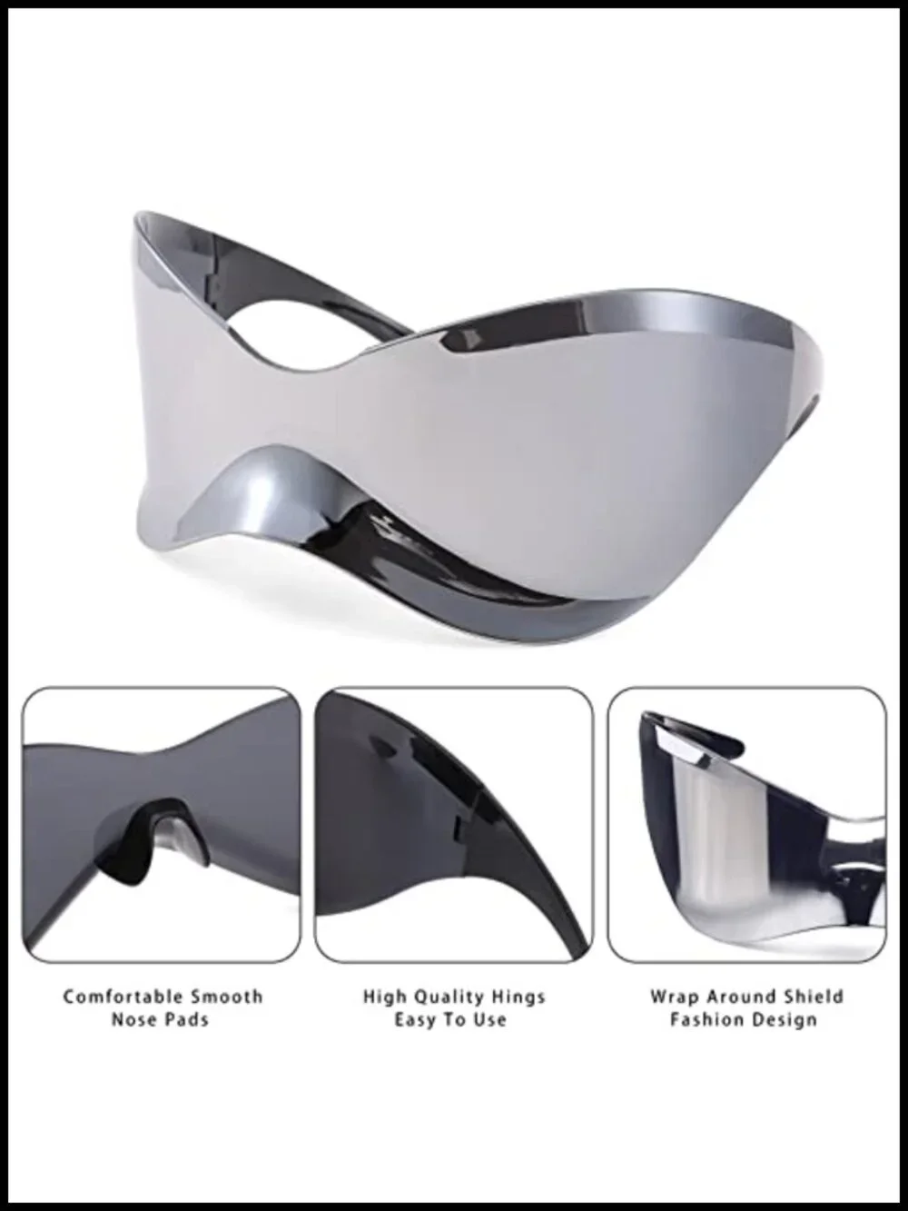 Oversized Futuristic Wrap Around Sunglasses UV Protection Butterfly Shield